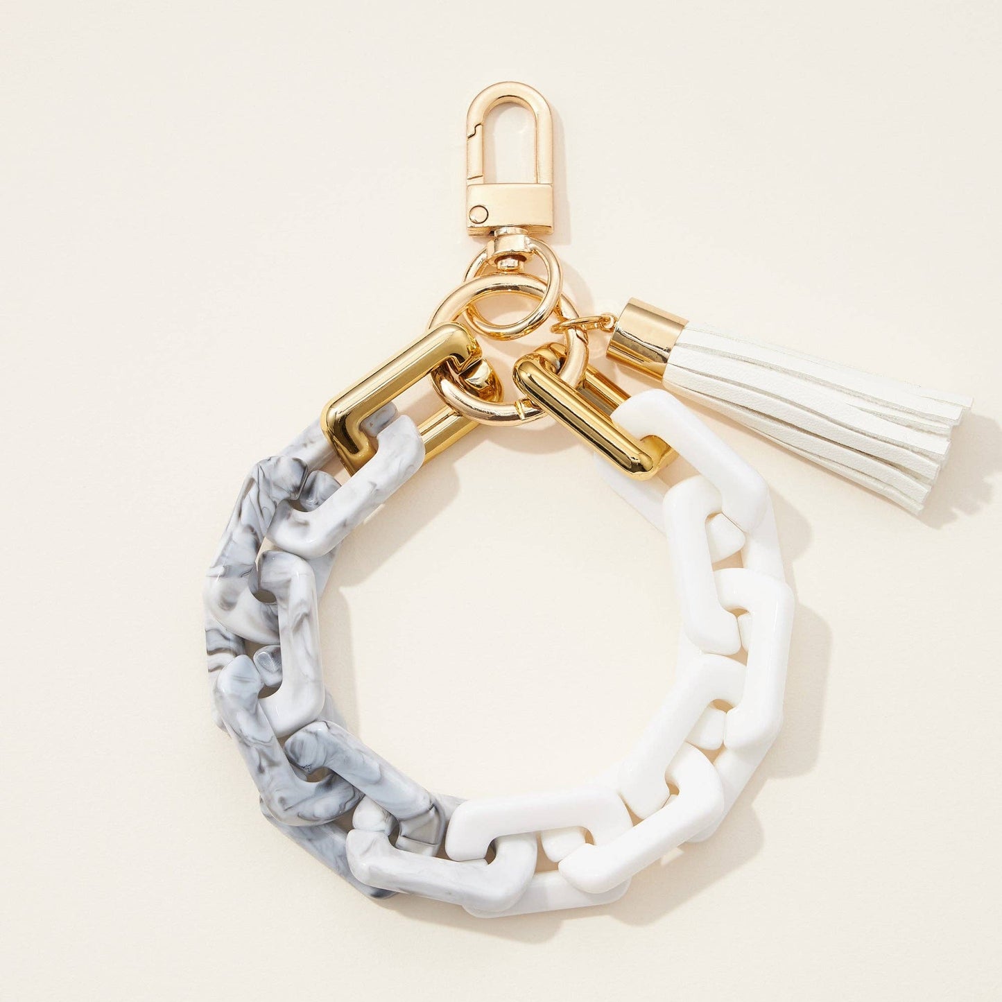 Two Tone Mixed Resin Chain Keychains with Tassel: MUL