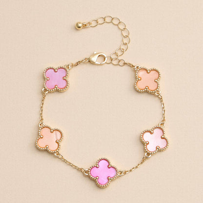 Colorful Shell Charm Bracelet with Gold Detailing: Multi Blue / One / 5SB21068
