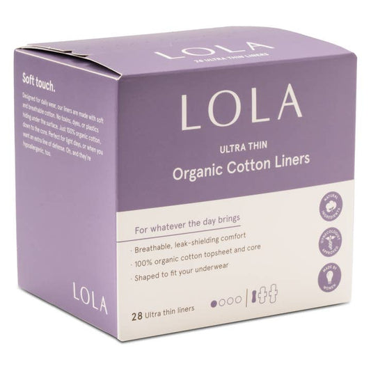 LOLA Ultra Thin Liners, 100% Organic Cotton, Light Absorbency, 28 Count