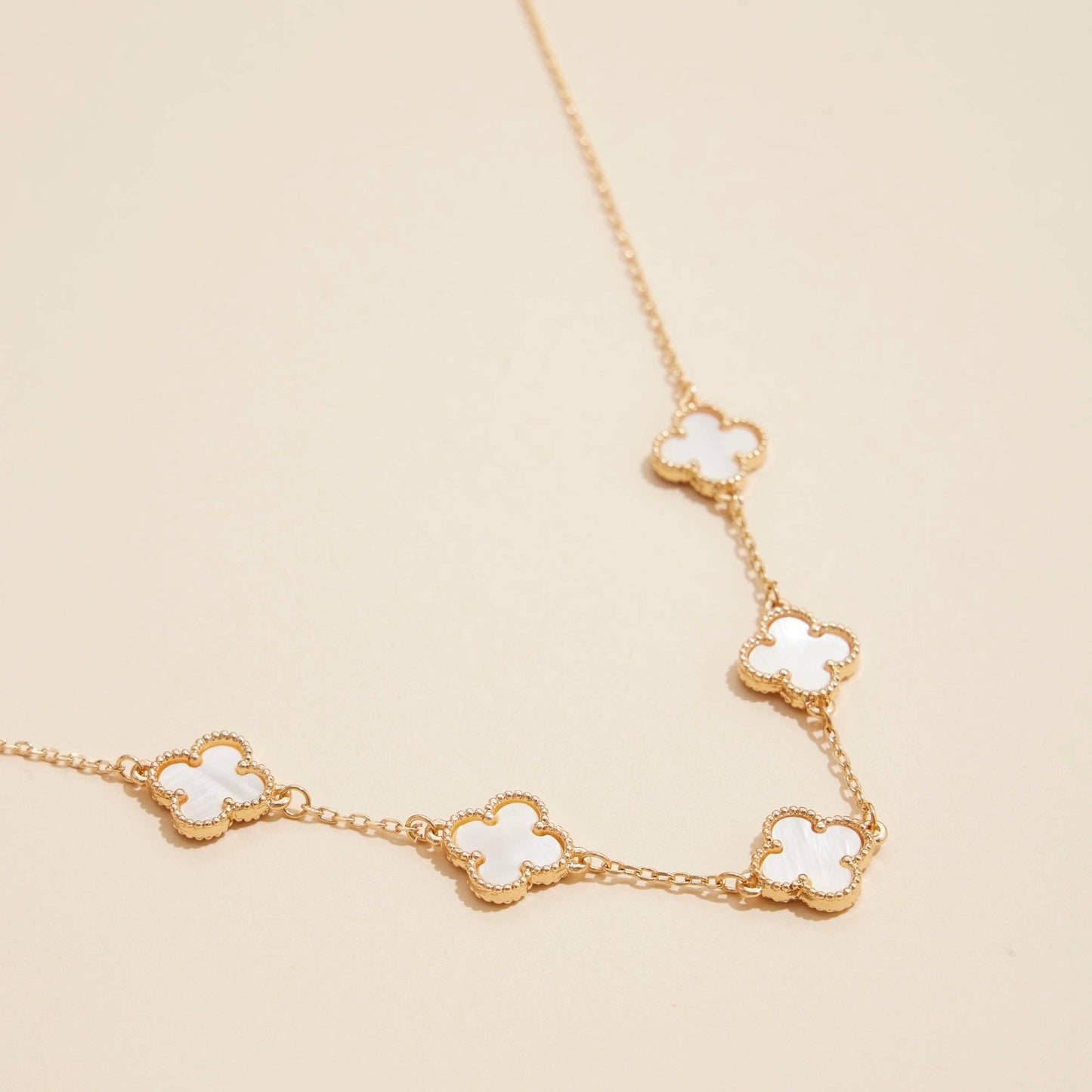 Gold Chain Necklace with Shell Inlay Charms: Light Multi