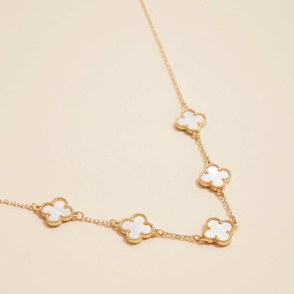 Gold Chain Necklace with Shell Inlay Charms: Pink Multi