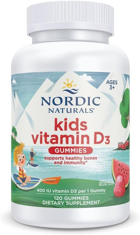 Nordic Naturals Kids Vitamin D3 Gummies 400 IU - Watermelon, 120 Count