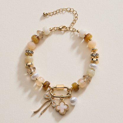 Vibrant Beaded Bracelet | Gold-Tone Trio Charms: NT / ONE