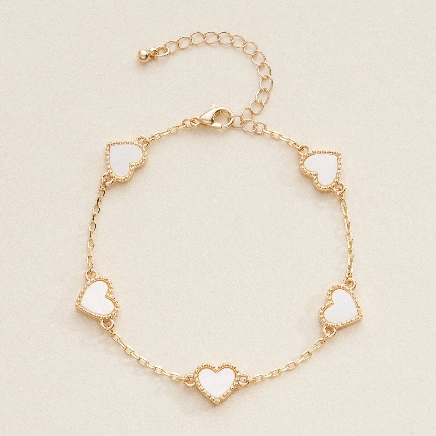 Elegant Gold Heart Charm Bracelets in Vibrant Enamel Colors: PINK / One / 4SB21020