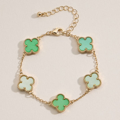 Colorful Shell Charm Bracelet with Gold Detailing: Multi Blue / One / 5SB21068