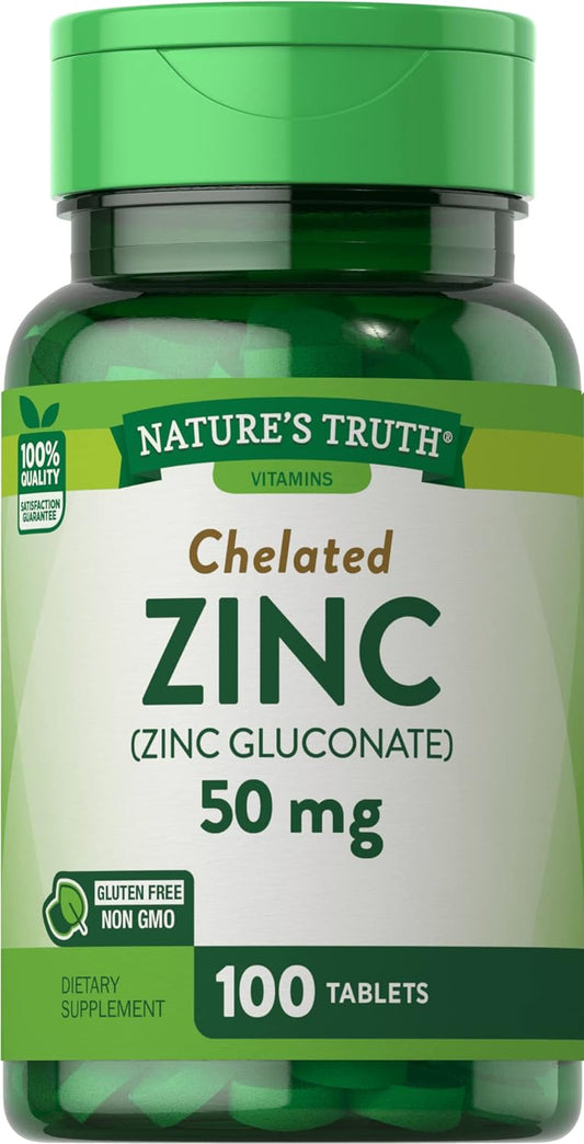 Nature's Truth Chelated Zinc 50mg Tabs 100 Ct