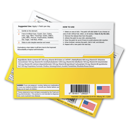 B12 Energy Plus Vitamin Patch - Energy & Mood Support: 1 pack-30 patches