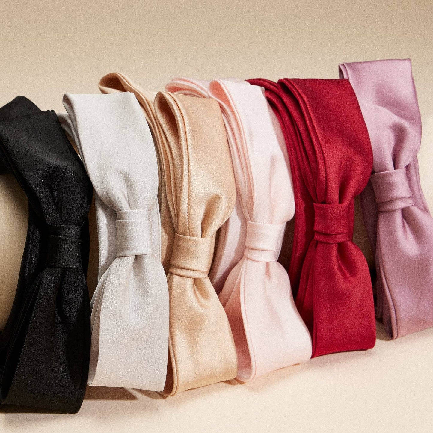 Simple Satin Bow Ribbon Headband: Mauve / One / 4EH87016