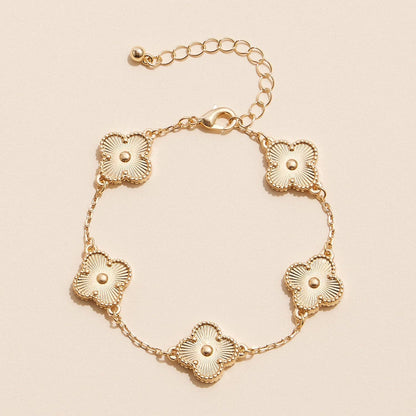 Colorful Shell Charm Bracelet with Gold Detailing: Black/White / One / 5SB21068