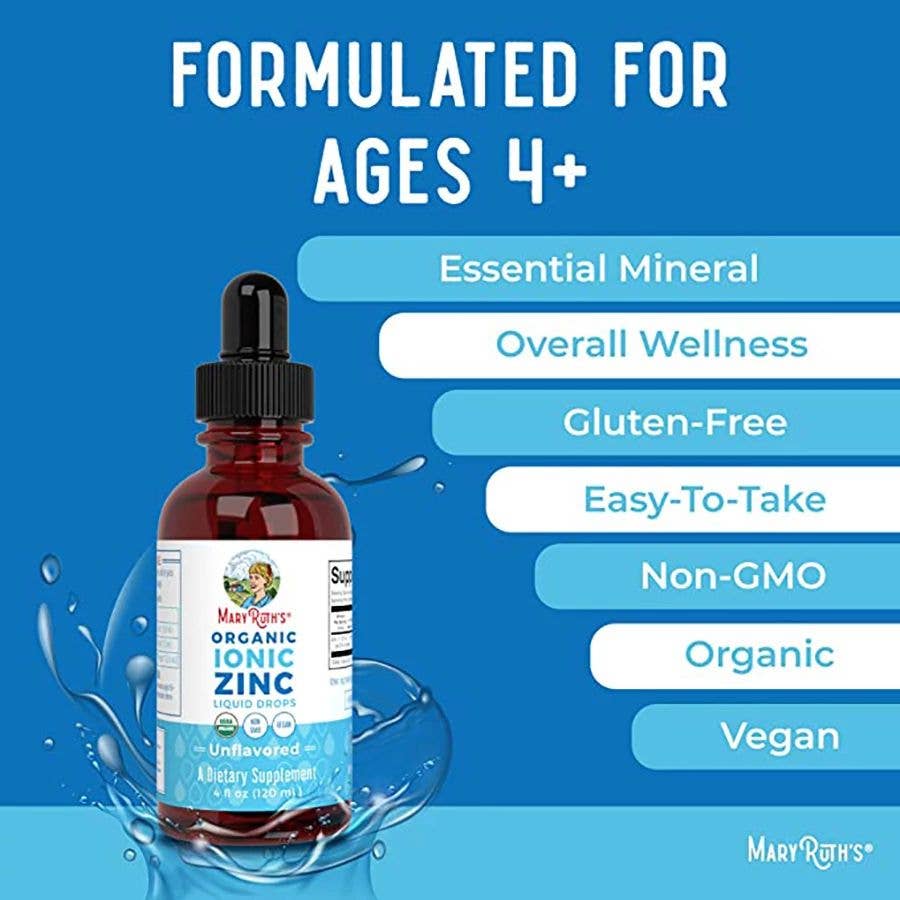 Organic Ionic Zinc Drops, Immune Support Supplement, Vegan