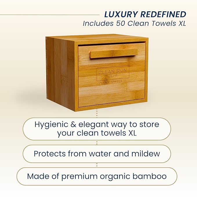 Clean Towels XL Luxe Bamboo Box  with Drawer