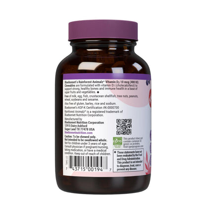 Blue Bonnet Rainforest Animalz Vitamin D3 10mcg (400 IU)