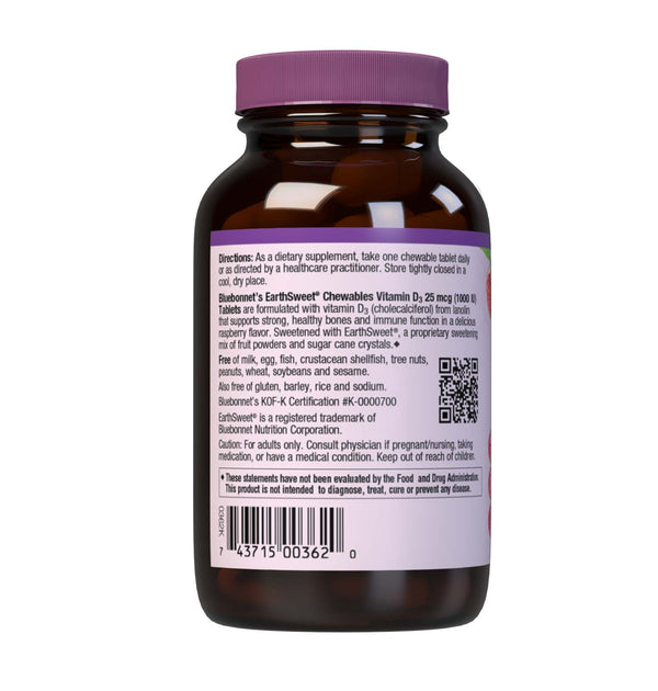 Bluebonnet Nutrition Earth Sweet Chewables VITAMIN D3 25 mcg (1000 IU)