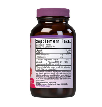 Bluebonnet Nutrition Earth Sweet Chewables VITAMIN D3 25 mcg (1000 IU)
