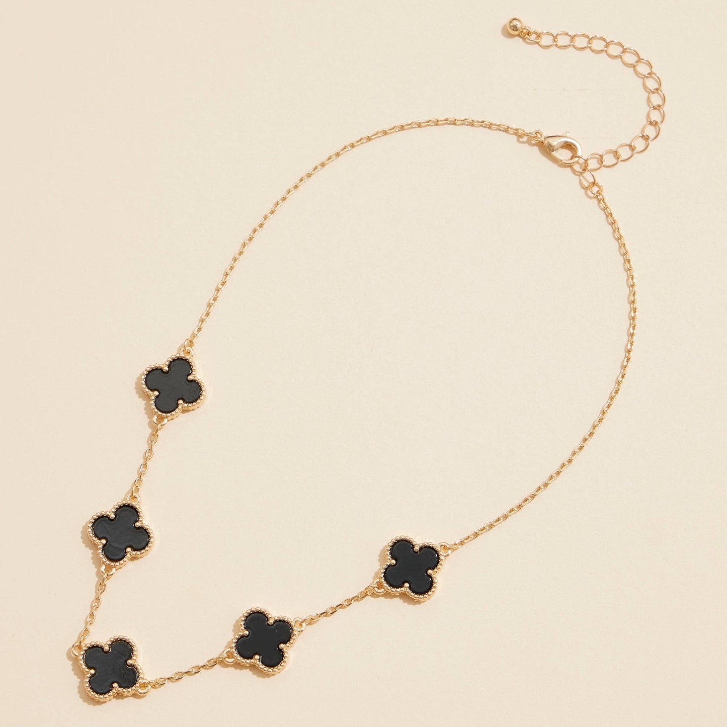 Gold Chain Necklace with Shell Inlay Charms: Blue Multi