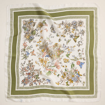 Floral Butterfly Silk Texture Square Scarf: Rose / One / 5DR98064