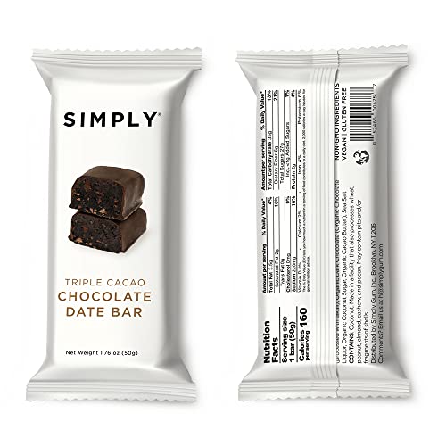 Simply Gum CHOCOLATE DATE BARS- TRIPLE CACAO / FUDGE BROWNIE