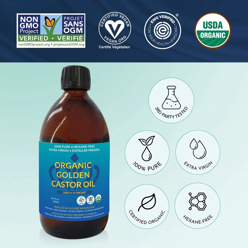 Organic Golden Castor Oil 16.9 Fl Oz