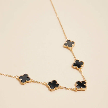 Gold Chain Necklace with Shell Inlay Charms: Blue Multi
