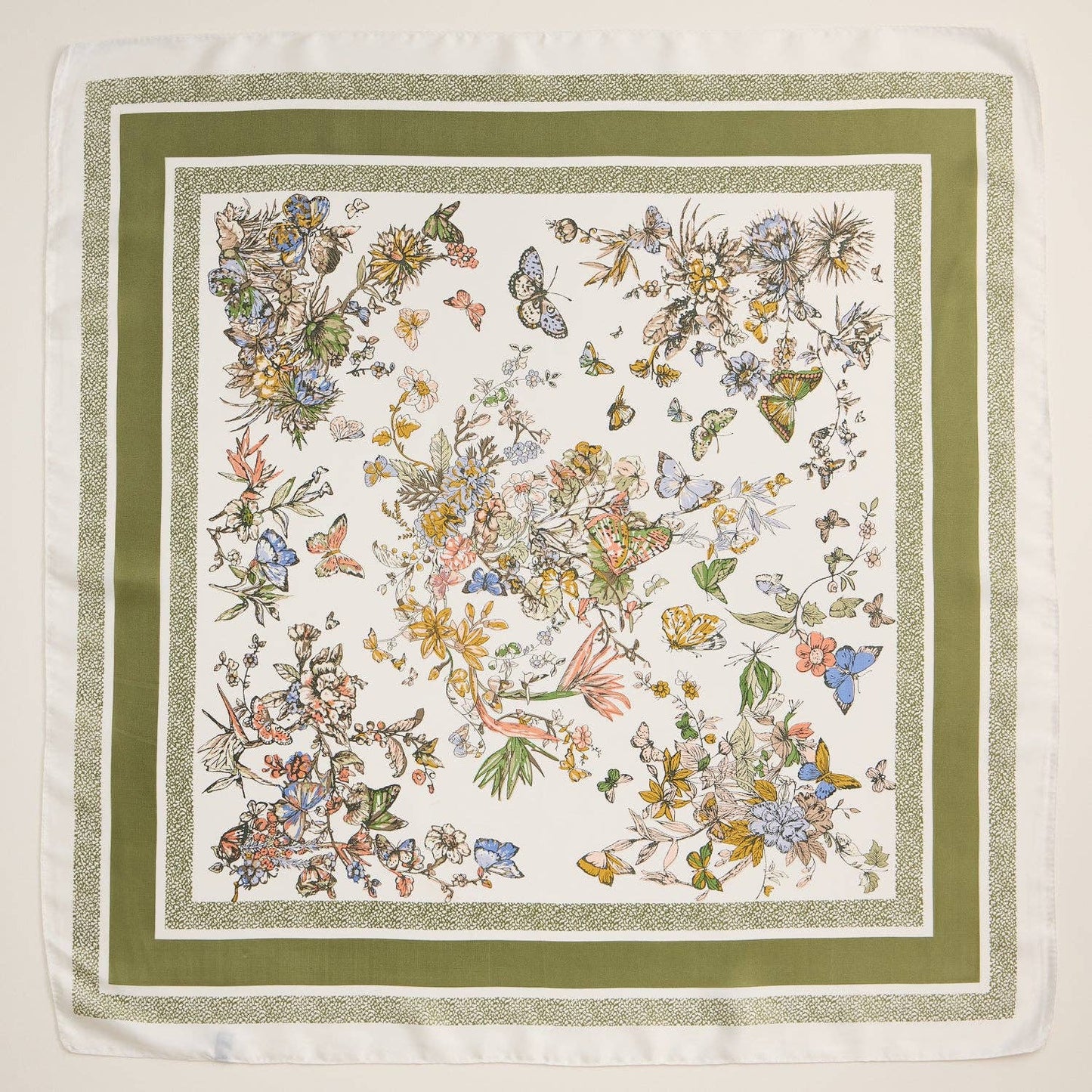 Floral Butterfly Silk Texture Square Scarf: Rose / One / 5DR98064