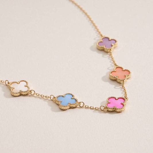 Gold Chain Necklace with Shell Inlay Charms: Light Multi