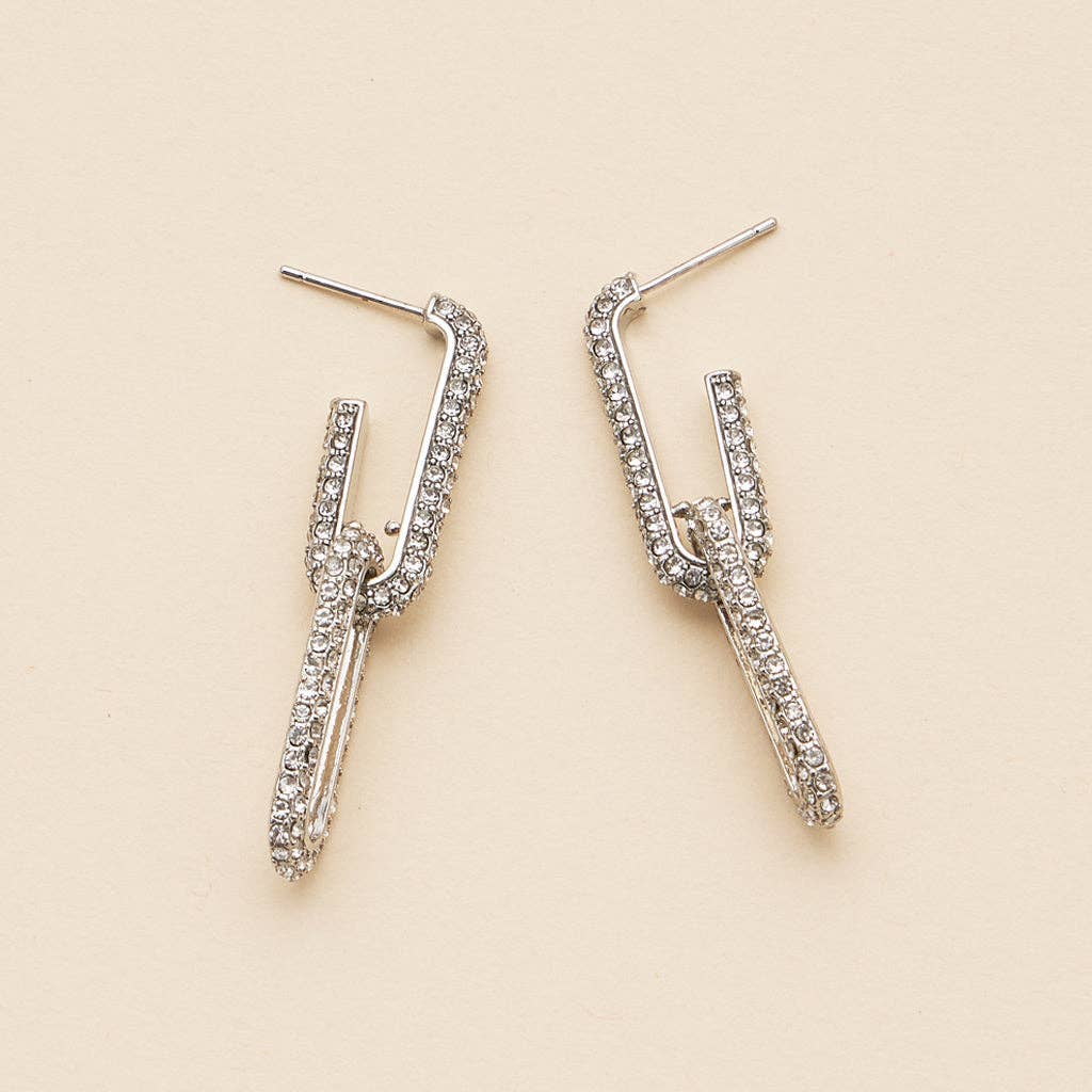 18k Gold Dipped Linked CZ Dangling Earrings | CZ Dangling Earrings: Gold / One / 4DE38068