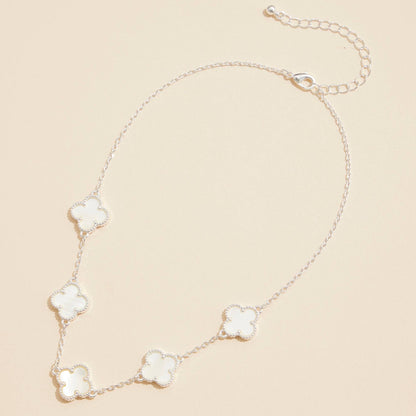 Gold Chain Necklace with Shell Inlay Charms: Pink Multi