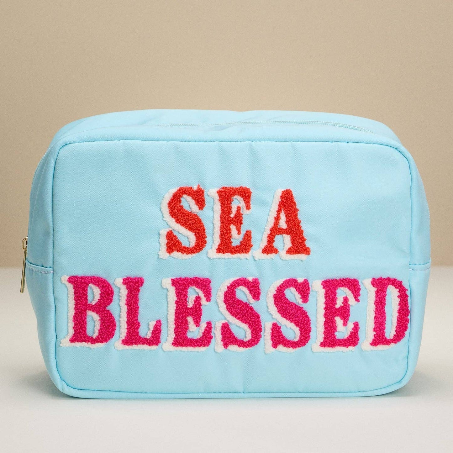 Nylon Beach Pouch with Fabric Letters: PK / ONE