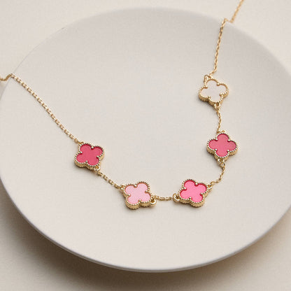 Gold Chain Necklace with Shell Inlay Charms: Light Multi