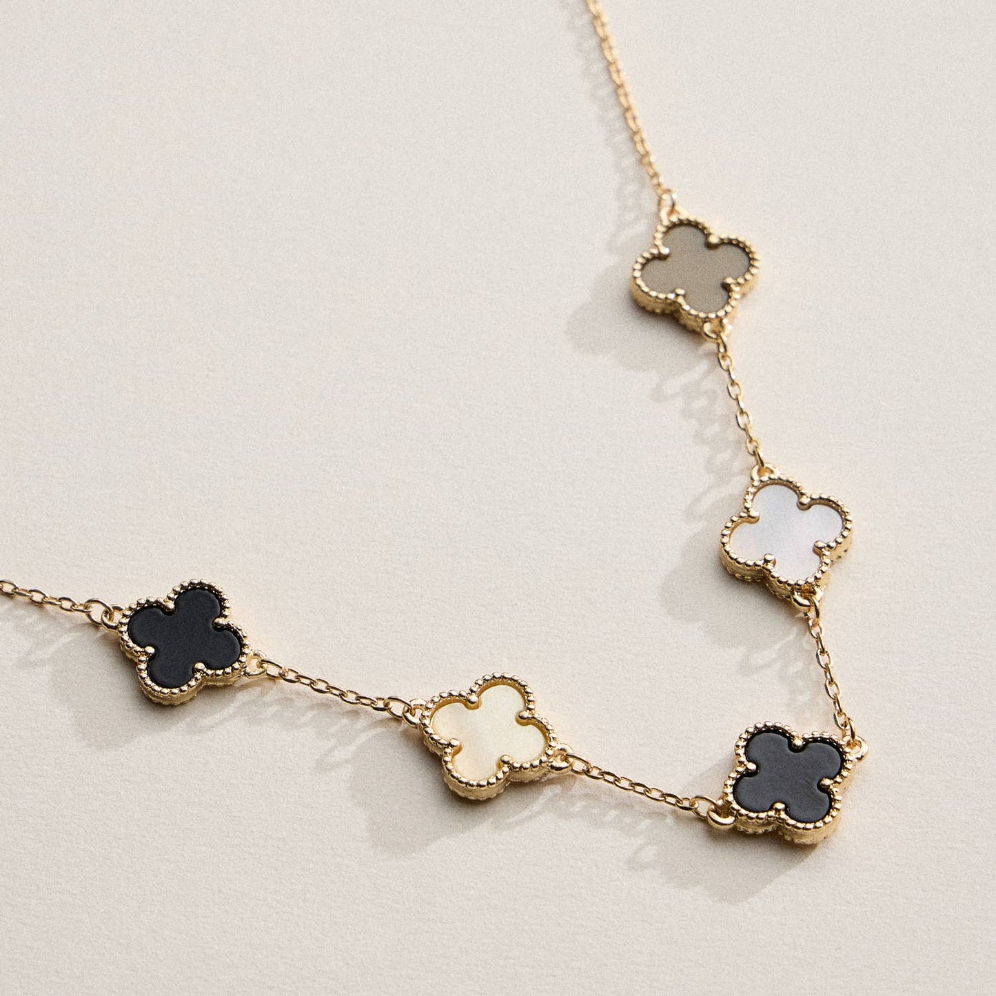 Gold Chain Necklace with Shell Inlay Charms: Light Multi