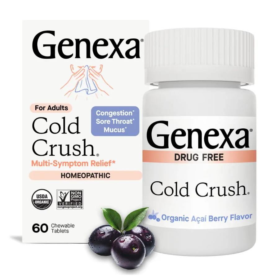 Genexa Cold Crush Cough Cold Chewable Tablets Organic Acai Berry