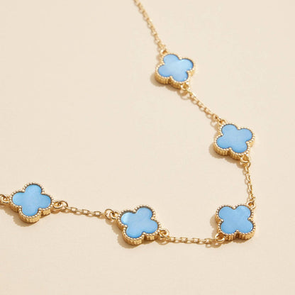 Gold Chain Necklace with Shell Inlay Charms: Black Multi
