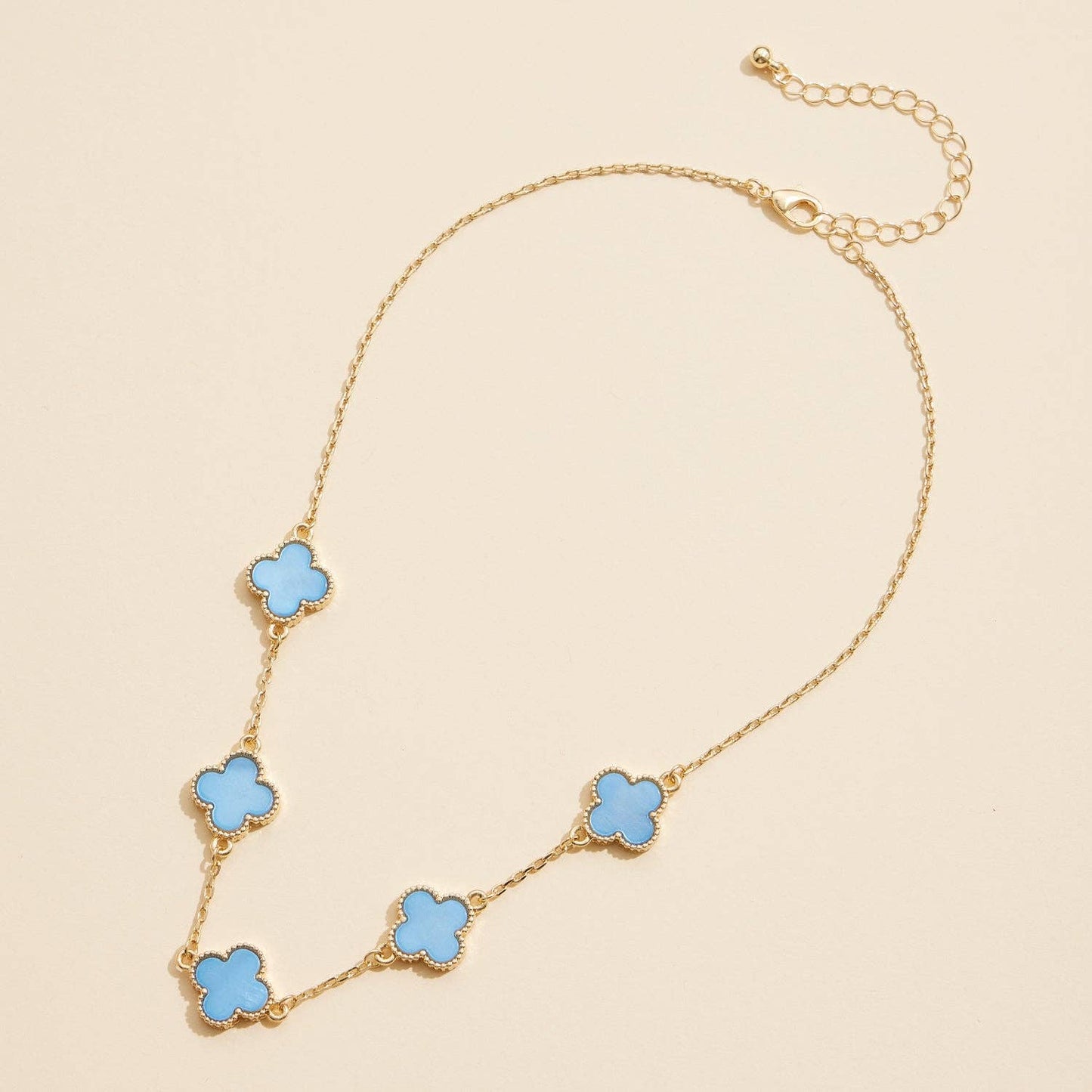 Gold Chain Necklace with Shell Inlay Charms: Pink Multi