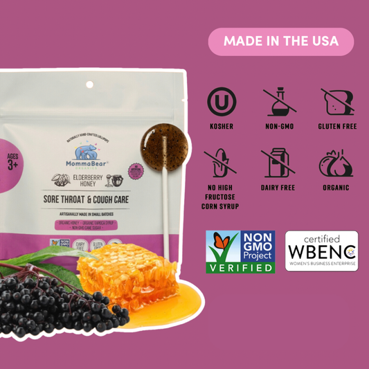 Sore Throat & Cough Aid Lollipops; Honey, Elderberry