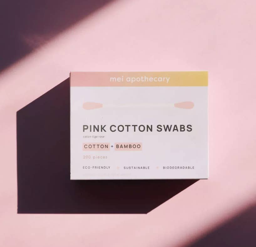 Mei Apothecary Biodegradable Pink Cotton Swabs