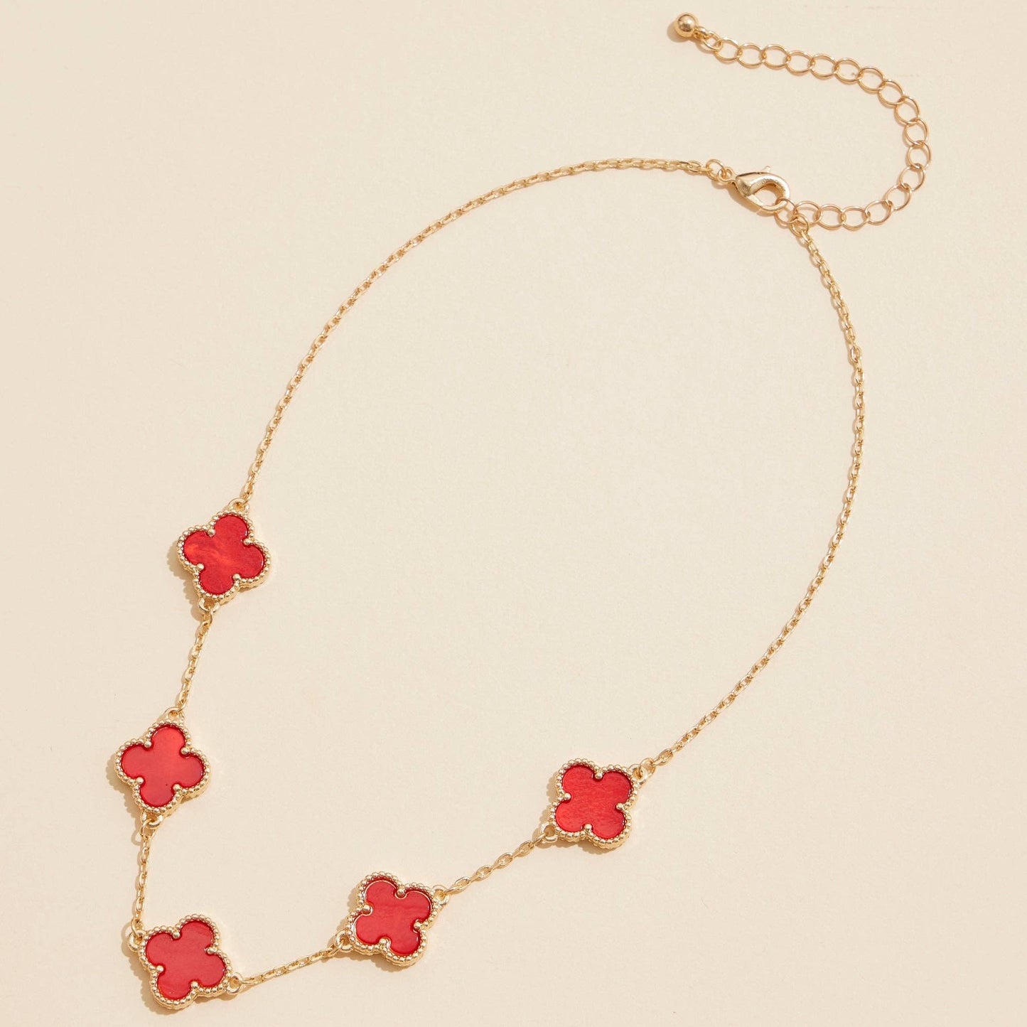 Gold Chain Necklace with Shell Inlay Charms: Light Multi