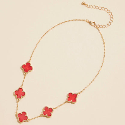 Gold Chain Necklace with Shell Inlay Charms: Pink Multi