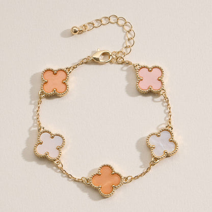 Colorful Shell Charm Bracelet with Gold Detailing: Multi Blue / One / 5SB21068
