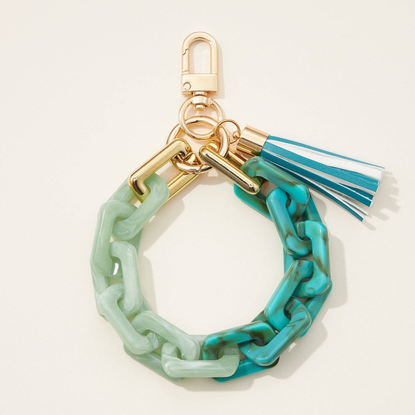 Two Tone Mixed Resin Chain Keychains with Tassel: MUL
