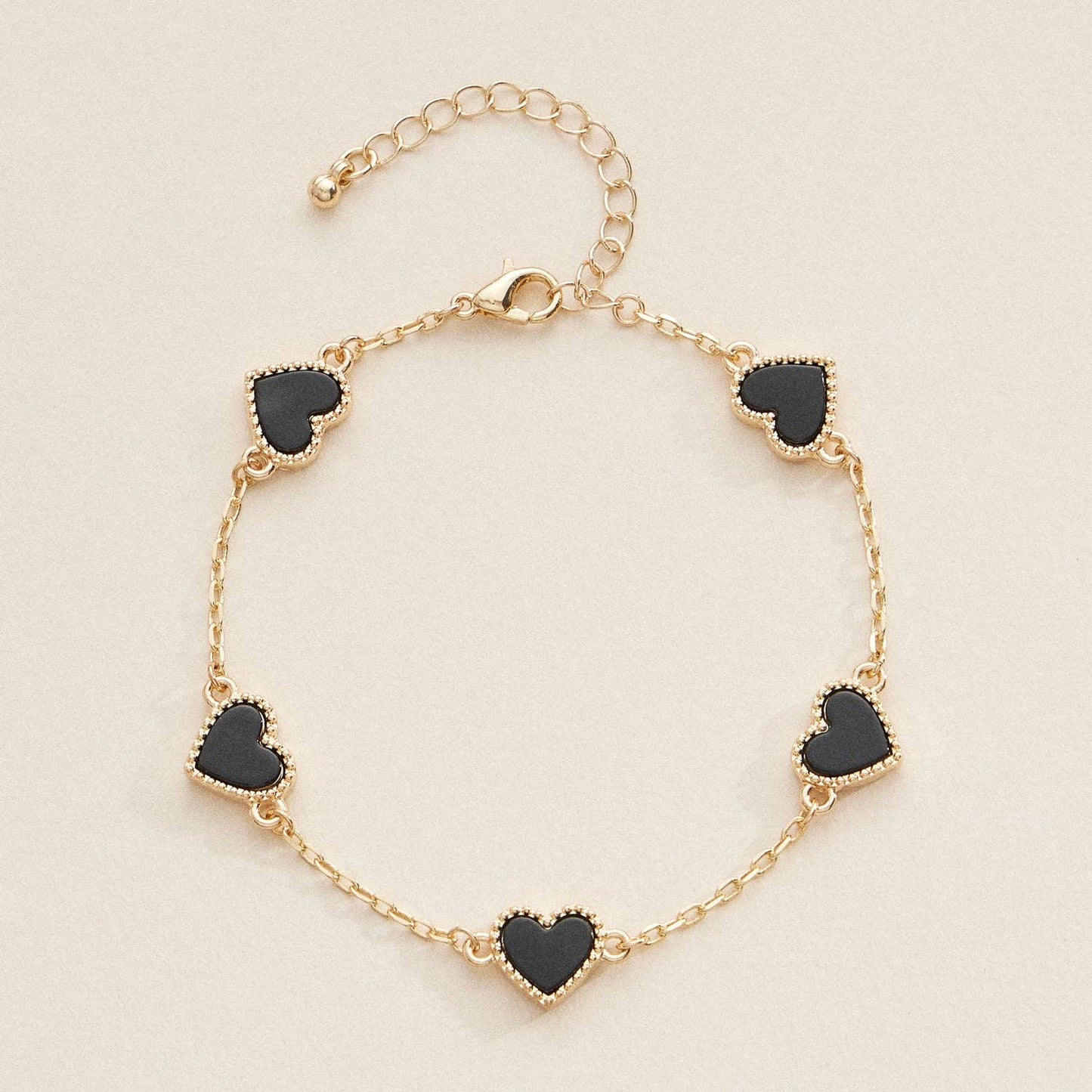 Elegant Gold Heart Charm Bracelets in Vibrant Enamel Colors: PINK / One / 4SB21020