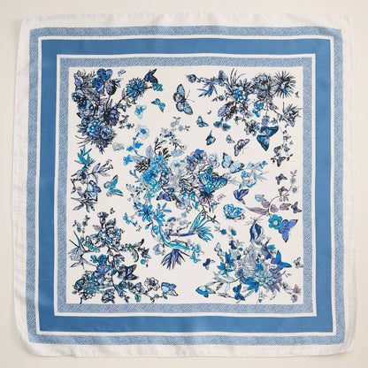 Floral Butterfly Silk Texture Square Scarf: Rose / One / 5DR98064