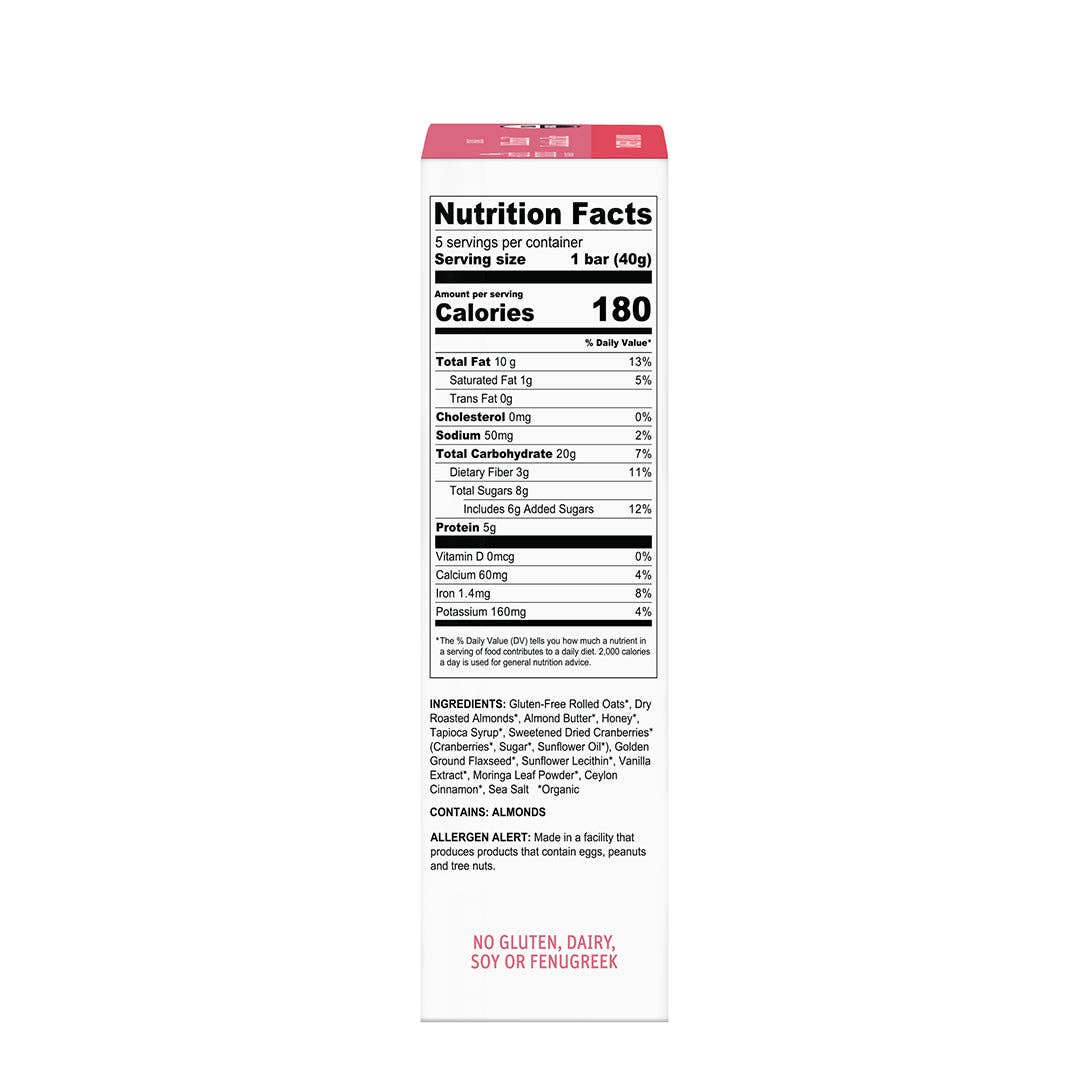 Organic Milkmaid® Lactation Bars Cranberry Almond