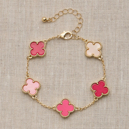 Colorful Shell Charm Bracelet with Gold Detailing: Multi Blue / One / 5SB21068
