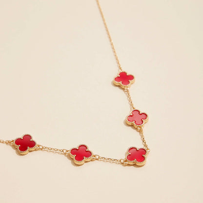 Gold Chain Necklace with Shell Inlay Charms: Pink Multi