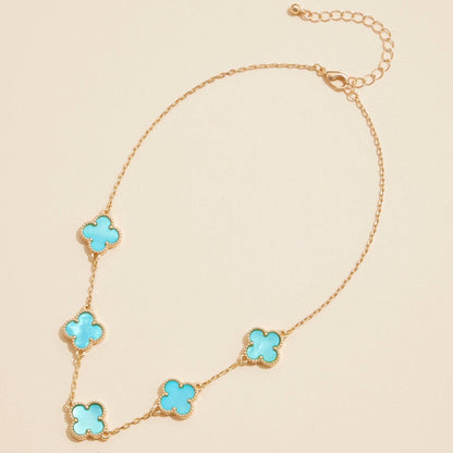 Gold Chain Necklace with Shell Inlay Charms: Light Multi