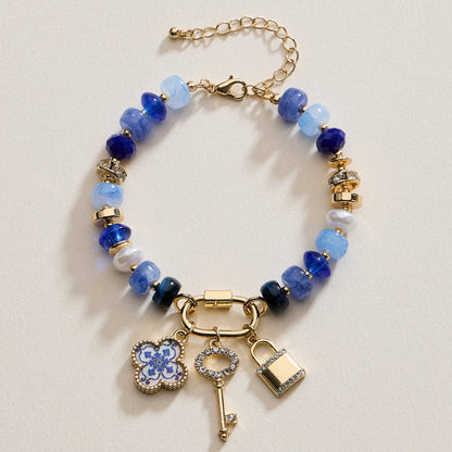 Vibrant Beaded Bracelet | Gold-Tone Trio Charms: NT / ONE
