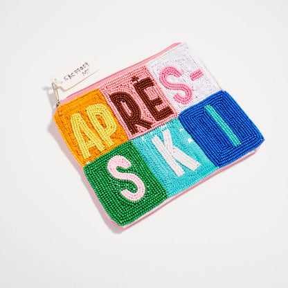 Seed Beaded Color Block Après Ski Coin Pouch | Winter Coin Pouch