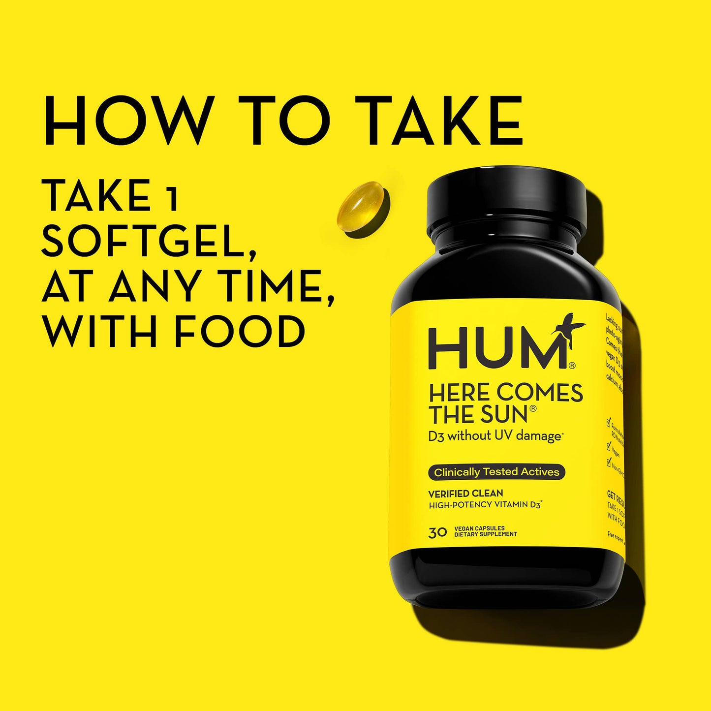HUM HERE COMES THE SUN VEGAN VITAMIN D3 FOR BOOSTING MOOD