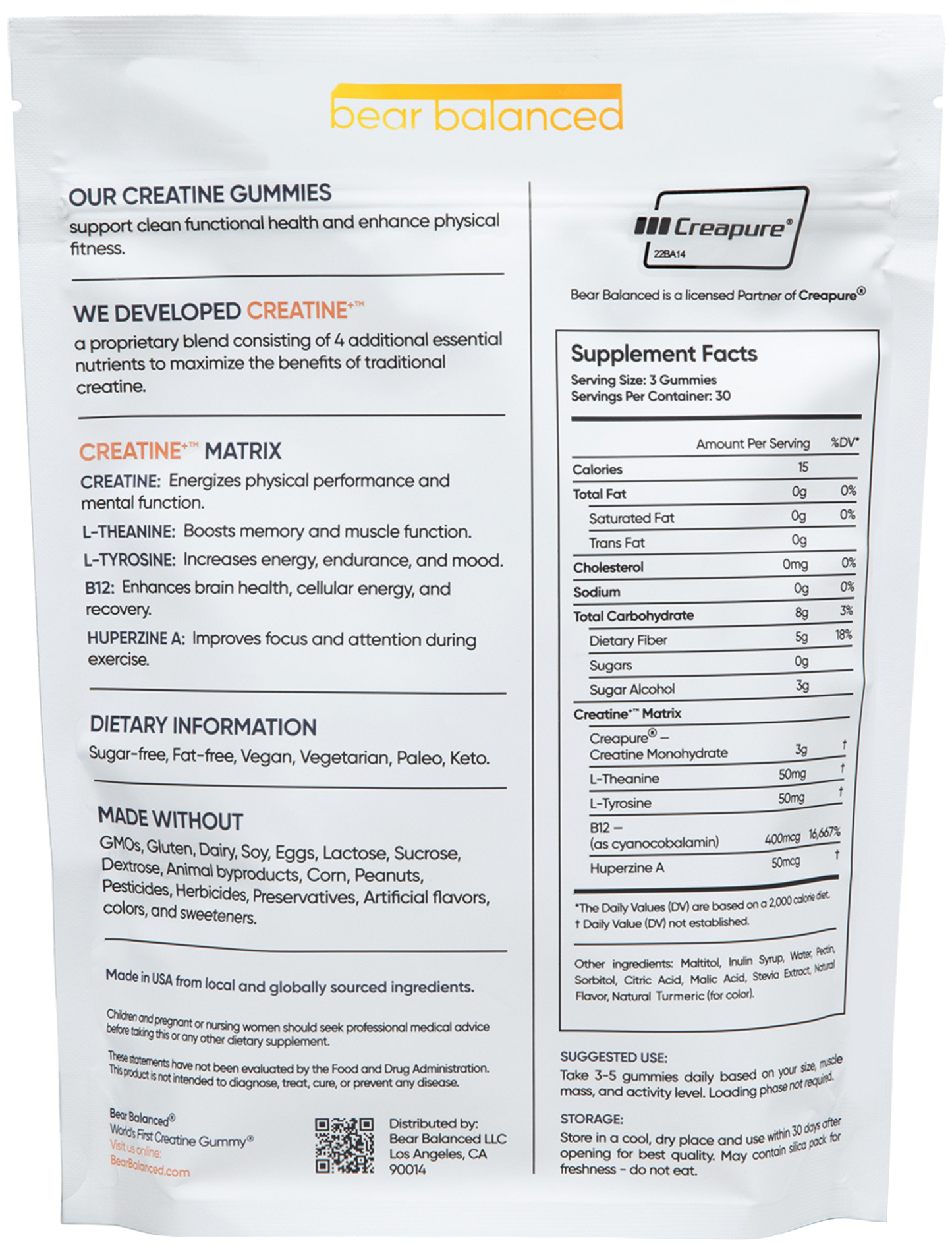 The World's First Creatine Gummies® — Made with Creapure®: 1 Month
