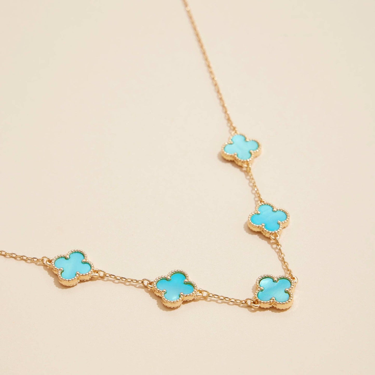 Gold Chain Necklace with Shell Inlay Charms: Black Multi